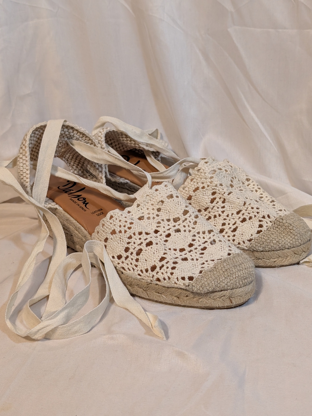 Woven Crochet Espadrille Ankle-Tie Wedge - Made In Spain